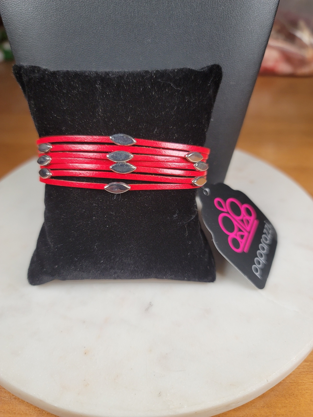 paparazzi Red Multi-Strap Bracelet with Silver Accents
